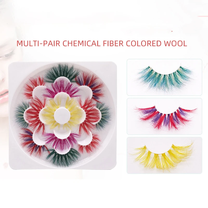 XML 7 pairs 13-25mm 3D Multicolor mink fake lashes Makeup beauty wholesale natural false eyelashes color gift box packaging set