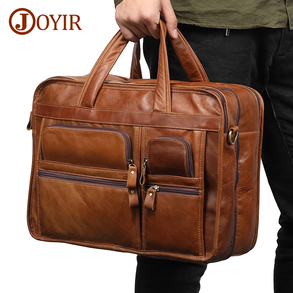 JOYIR Vintage Men Genuine Leather Briefcase Men 15