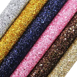30x134cm Roll Silver Gold Chunky Glitter Fabric Faux Synthetic Leather For Bows Earring Decorative DIY AY126