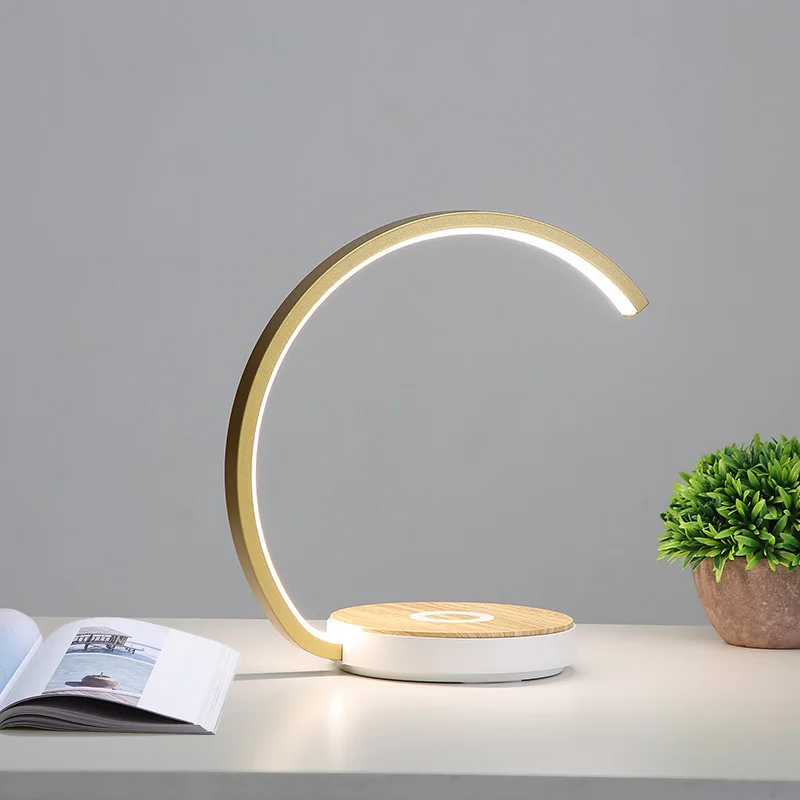 

Phone Wireless Charging Modern Led Desk Lamp Bedside Eye Protection Dimming Lighting Reading Lamp For Bedroom Study