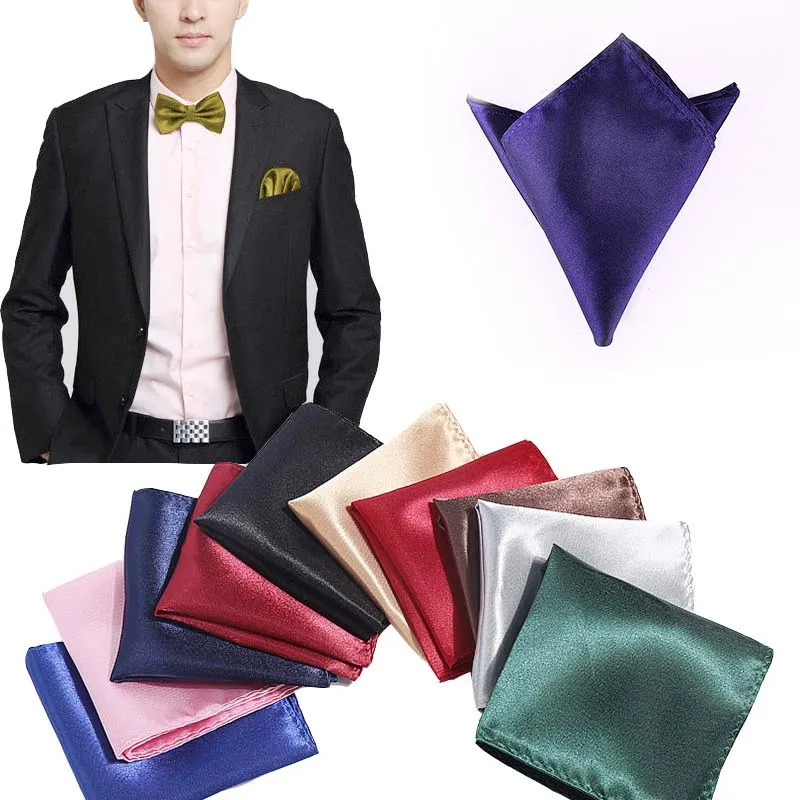 Solid Plain Prom Satin Blazer Black Party  NEW Hanky Jacket Pocket Square Mens Wedding Business Hankerchief Fashion