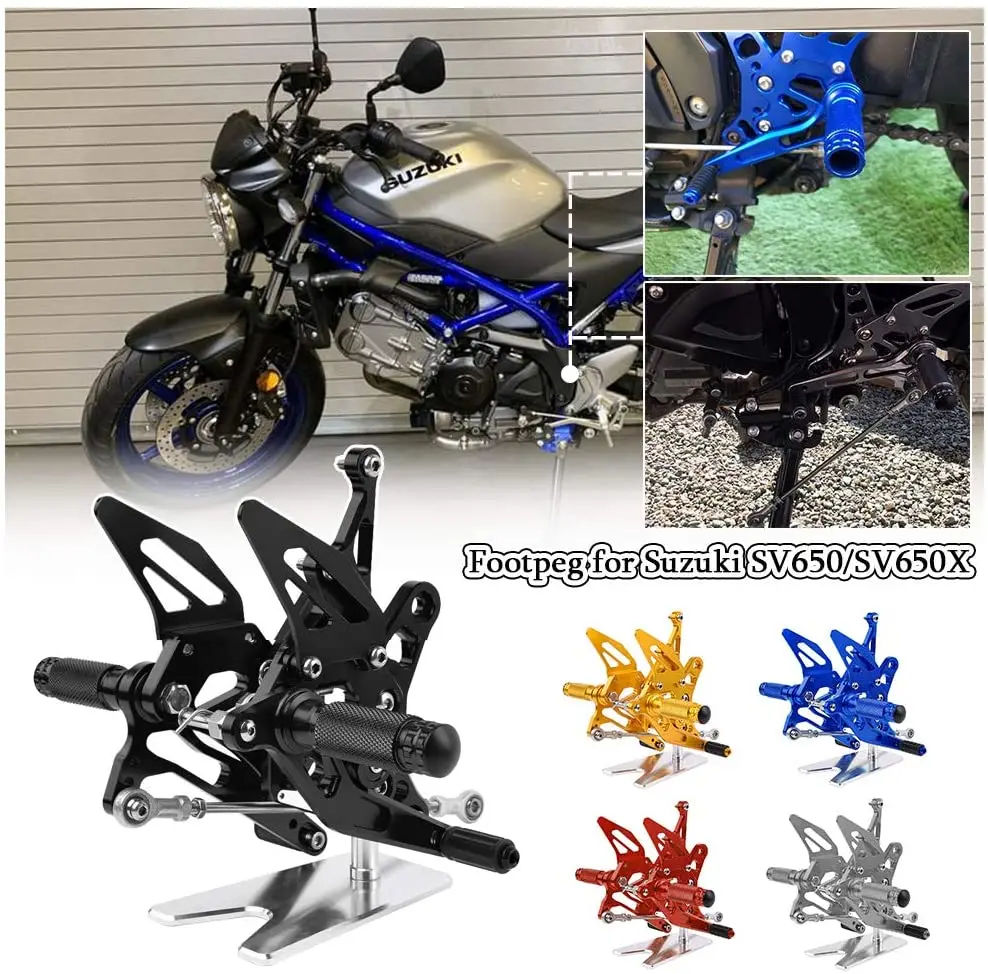 

CNC Aluminum Adjustable Motorcycle Rearset Rear Set Foot Pegs Pedal Footrest For Suzuki SV650 SV650S SV650X 2016-2021 2020 2019