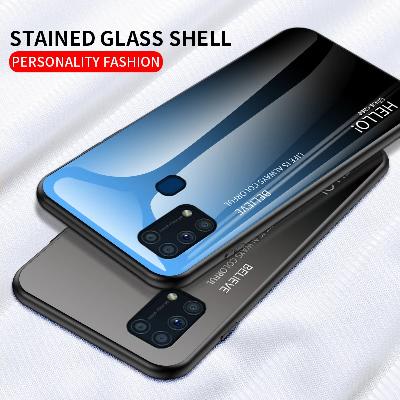 Fashion Stained Glass Phone Case For Samsung Galaxy M31 M21 M11 Cover Coque For Samsung M30S M60S M80S M20 M10 Anti-fall Case