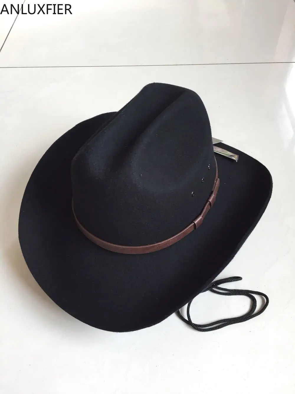 B-8132 Large Brim Fedora Wool Cap Adult Fashion Woolen Felt Jazz Hat Men Women Cowboy Caps Autumn Winter Trilby Jewish Hat