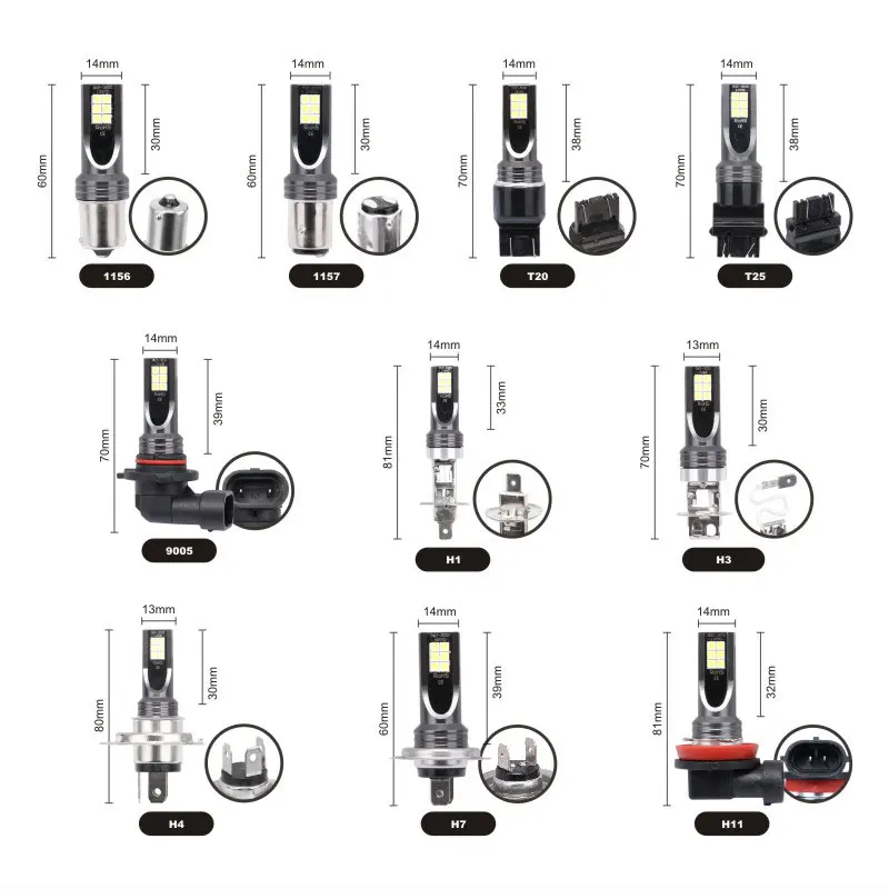 ASLENT 2X H8 H11 Led Bulb HB4 Led HB3 9006 9005 H3 H7 H4 Fog Lights 1000LM Running Car Auto Lamp 6000K White 3000K Golden Yellow