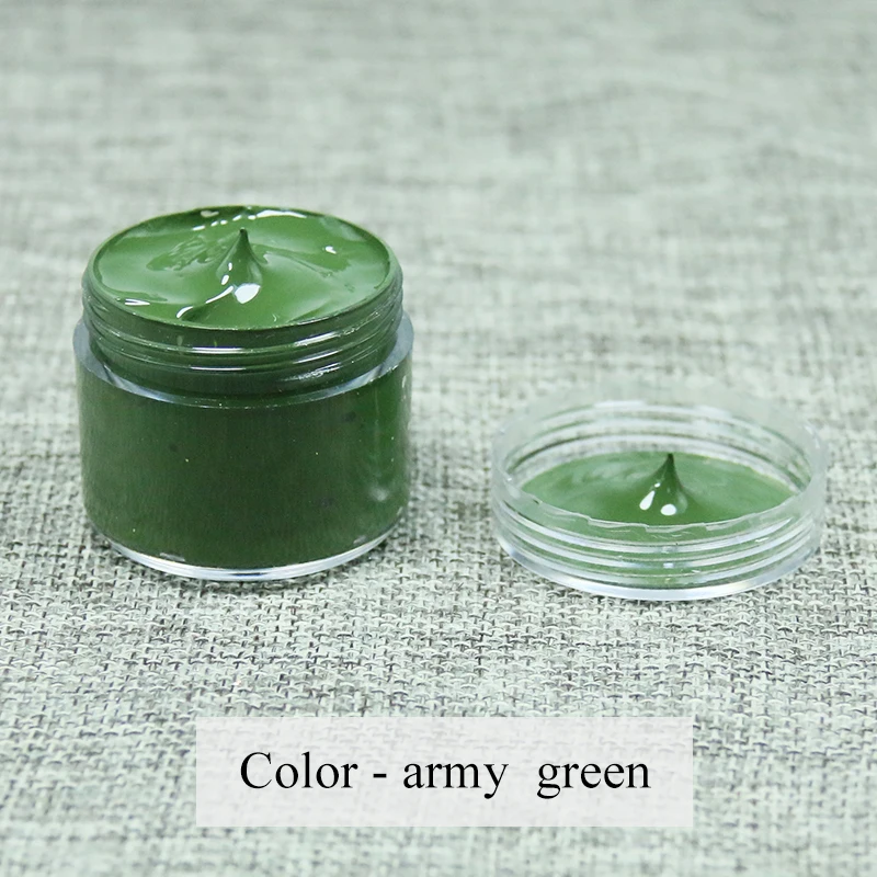 Crema de zapatos de pintura de cuero para colorear en bolsa, sofá, asiento de coche, arañazos, verde militar, reparación de tinte de cuero Re, 30ml