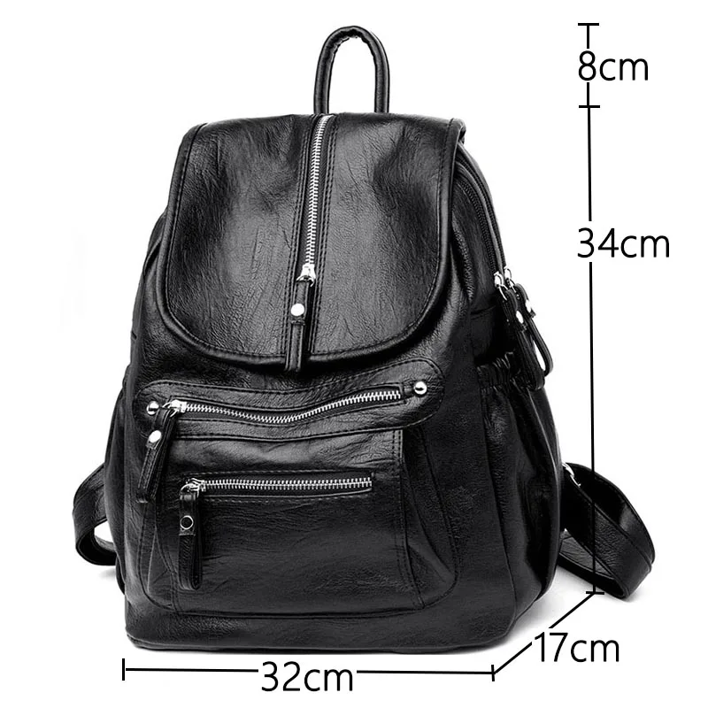 Anti-theft Leather Backpack Purses Women Vintage Shoulder Bag Ladies Large Capacity Travel Rucksack School Bags Girls Mochila