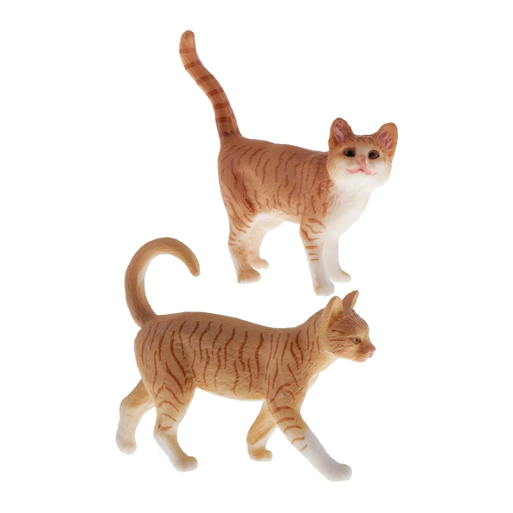 2pcs/set Cute Cat Figure Toys Realistic Cat Models Figurines Realistic Animal Model Cat Figurines Collectibles Toys Decor Toy