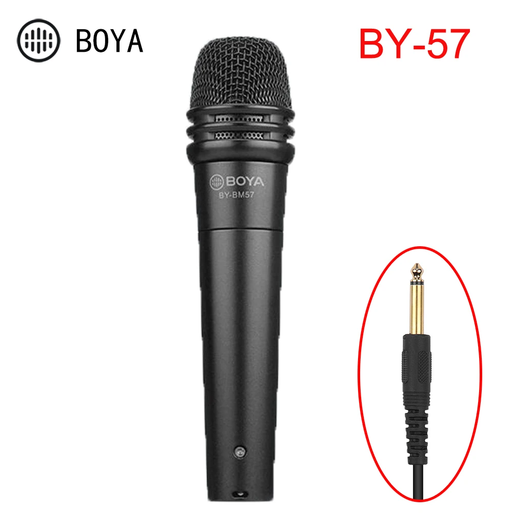 

BOYA BY-BM58 BM-57 HM2 Microphone Cardioid Dynamic Vocal Microphone for Karaoke Singing Stage with 5.0m XLR Cable live AV