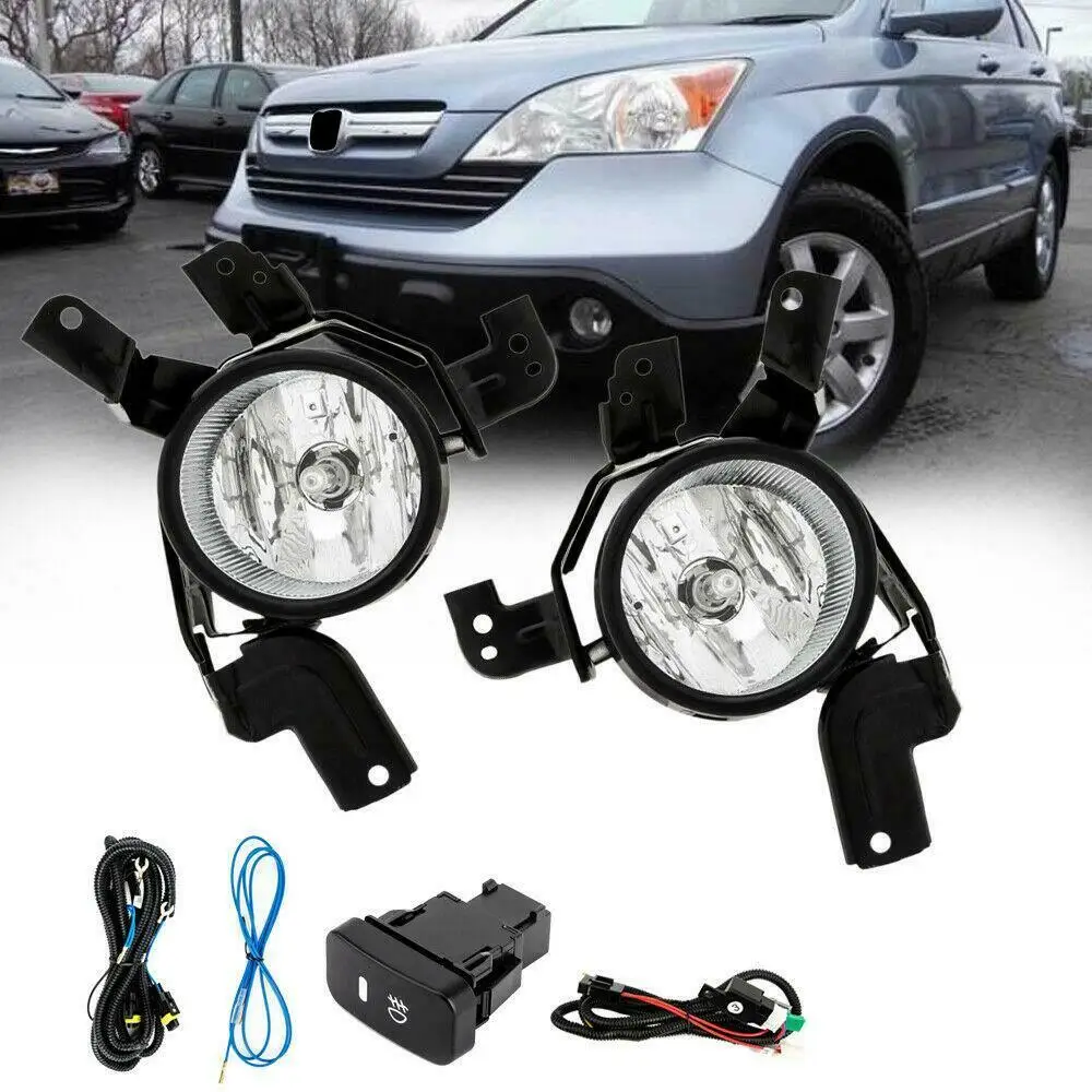 

2PCS Car Front Bumper Clear Fog Light Lamps w/ H11 Bulbs Wire Harness Switch Driving Lamp Headlight For Honda CR-V CRV 2007-2009