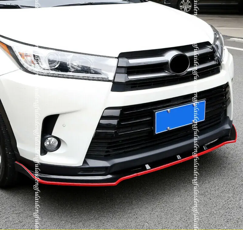 For Toyota Highlander 2017-2019 Black Front Bumper Lip Spoiler Chin protect Moulding Cover Trim Car Accessories