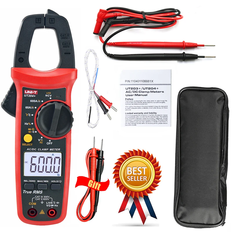 UNI-T UT204+ Professional Digital Amperometric Clamp Meter Multimeter, UT204 Plus Pliers Ammeter Multimeter Tester Digital.