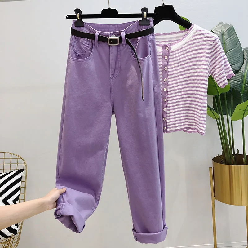 2020 White Purple Jeans Plus Size High Waist Denim Harem Pants Boyfriend jeans for Women Streetwear Loose Trouser vaqueros mujer