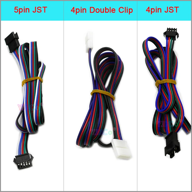 5 pieces 22AWG RGB/RGBW Cable 4pin double clip 4pin 5pin JST Plug Male to Female Wire Connector 1 Meter long for LED Strip Light