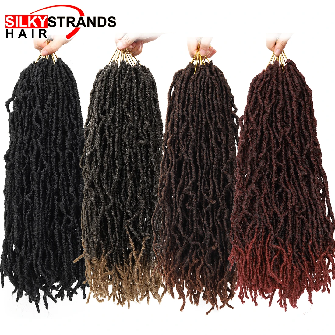 18 24 Inch Curly Nu Faux Locs Crochet Hair Synthetic Ombre Braiding Hair Extenssion For Black Women 20 Strands Goddess Faux Locs