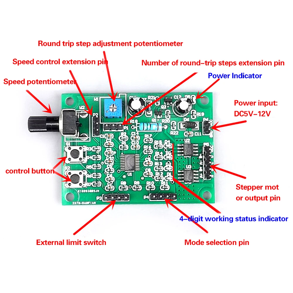 DC 5V-12V 6V 2Phase 4Wire 4Phase 5Wire Micro Stepper Motor Control Module Board