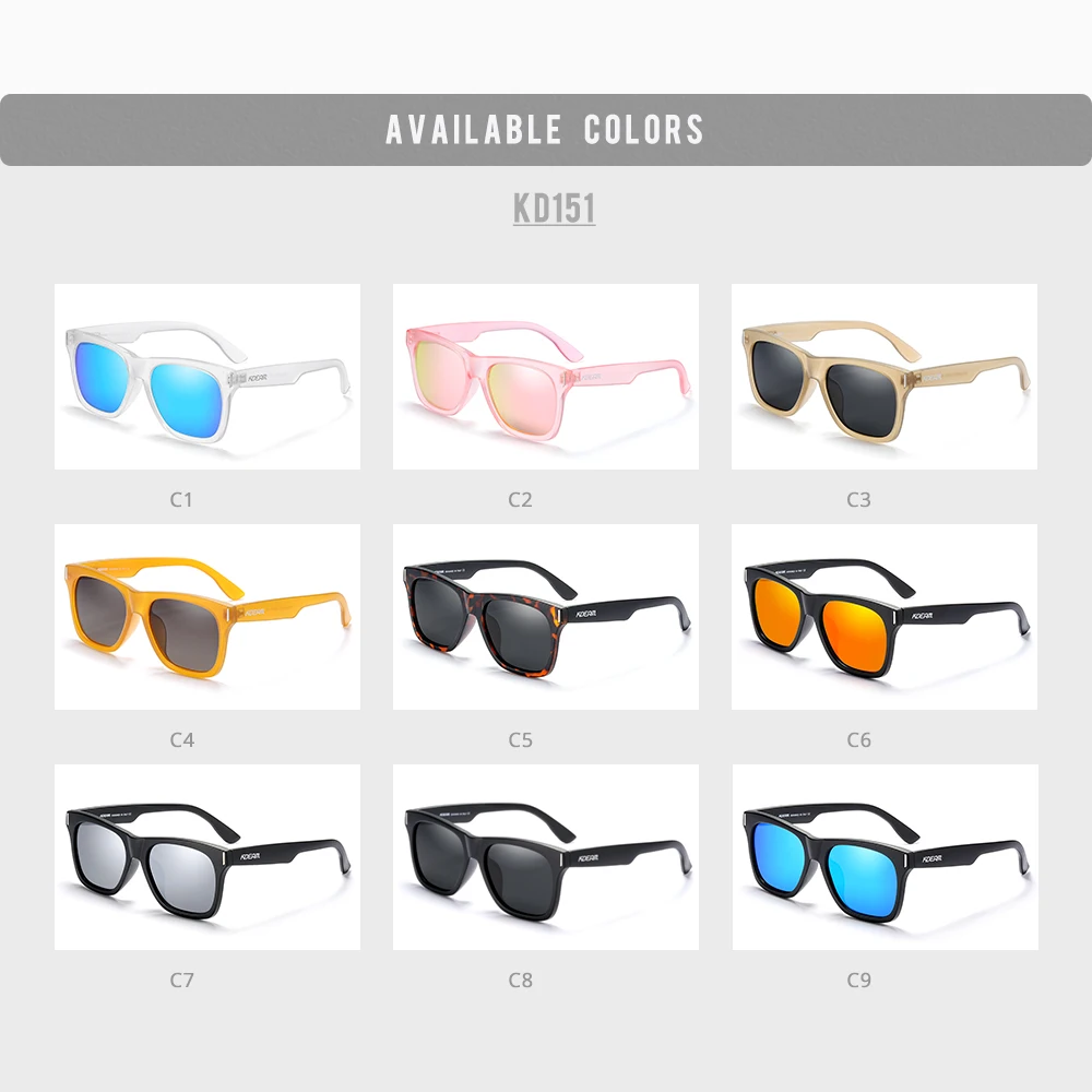 KDEAM-Lunettes de soleil polarisées carrées pour hommes, revêtement multi-documents, nuances noires, boîte à fermeture éclair incluse Cat.3 CE, nouveau