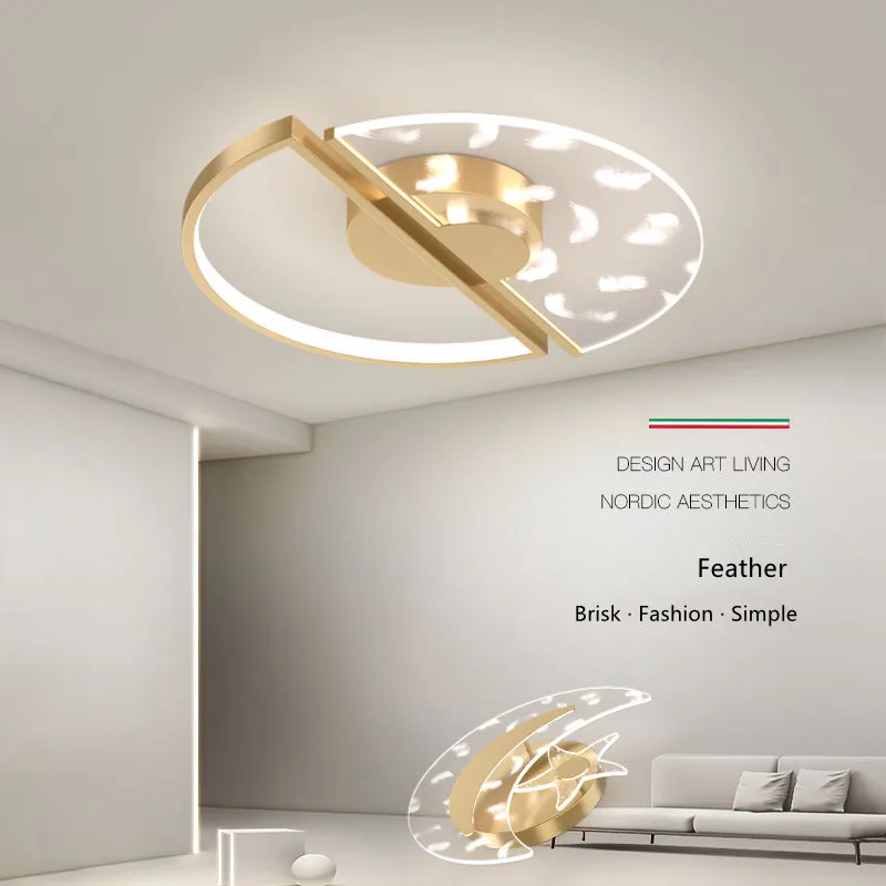 

Modern Luxury LED Ceiling Lamp For Bedroom Living Room Lamp Indoor Lighting Dimmable Dropshipping Feather Acrylic Lights Fixture