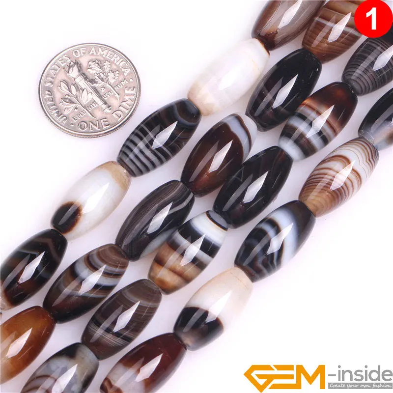 8x16mm oliwkowy ryż Botswana agaty koraliki koraliki z kamienia naturalnego DIY luźny koralik do tworzenia biżuterii Strand 15 cali około 25 sztuk