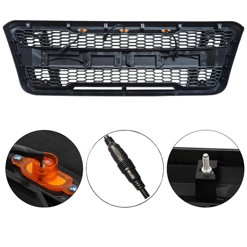 Nuove griglie da corsa anteriori con luce di svolta a LED adatta per Ford F-150 F150 2004-2008 nero opaco Raptor griglia paraurti griglia ricambi