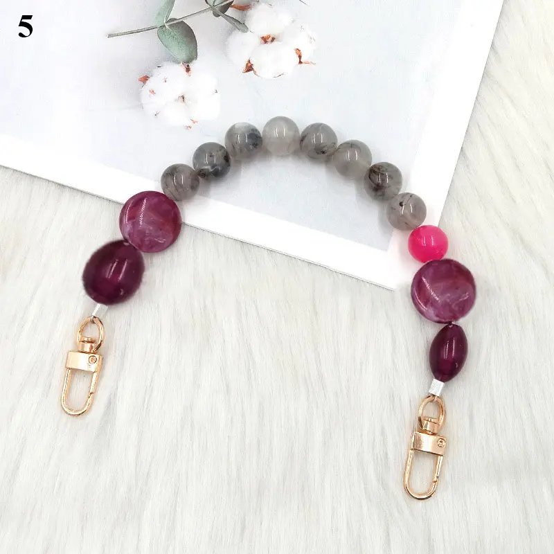 DIY Resin Shoulder Bag Chain Woman Replacement Handbag Accessory Chain Polychromatic Extension Bead Strap Color Bag Chain
