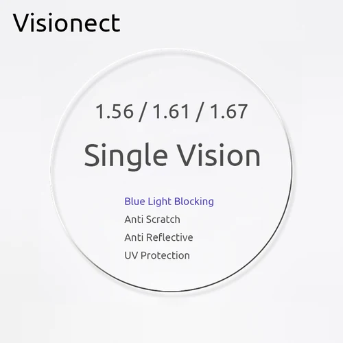 Visionect 1,56 1,61 1,67 lentes graduadas de visión única bloqueo de luz azul para gafas de ordenador miopía o presbicia de lectura