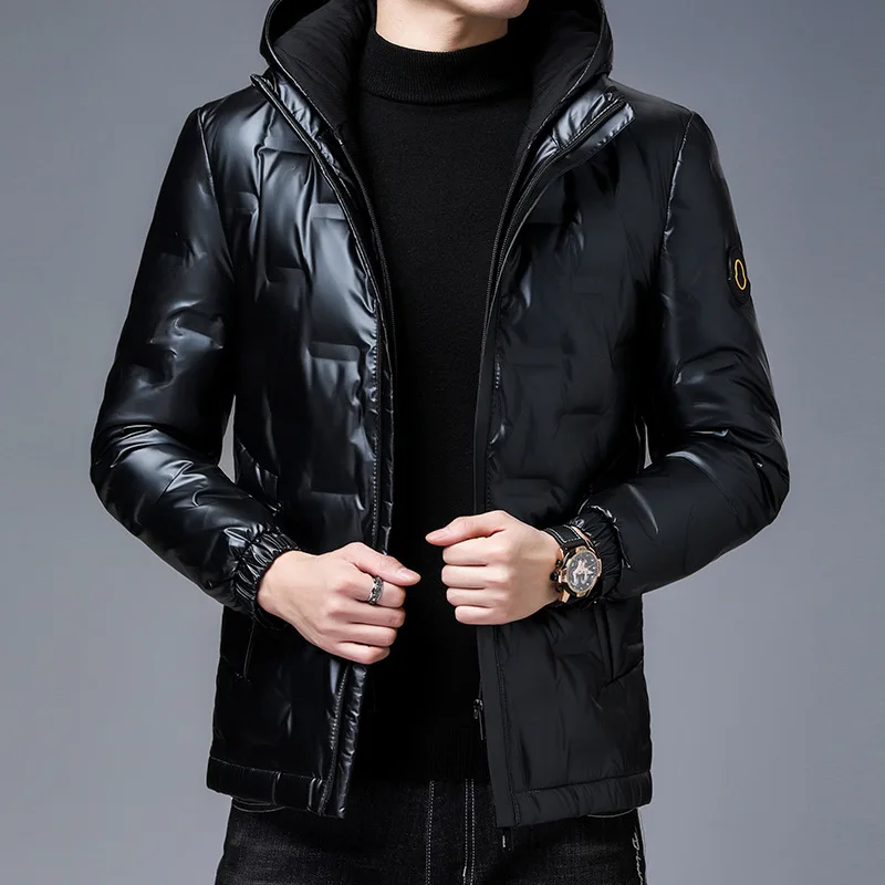 Autumn and Winter Long Mens Hooded Down Jacket Coat New Young Male Thickened 90% White Duck Down Clothes