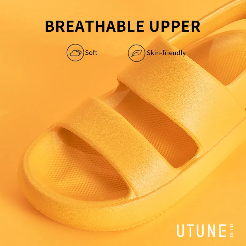 UTUNE Women Sandals Summer Platform Shoes Beach Outside EVA Slides Slippers Men Soft Thick Sole Non-slip Indoor Plus Size 42 43