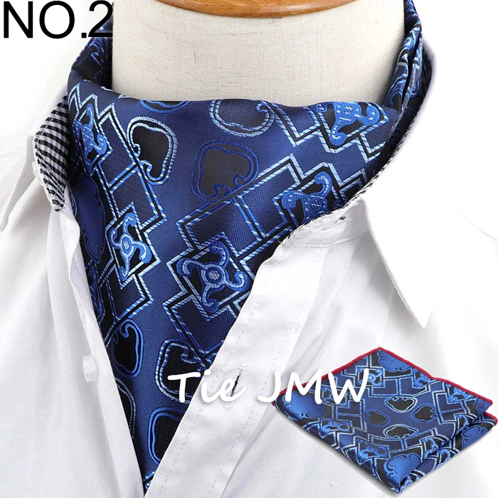 Foulard Ascot Pour Homme En Soie - Motif Paisley Fleuri - Avec Pochette Assortie - Idéal Mariage, Cérémonie, événement élégant