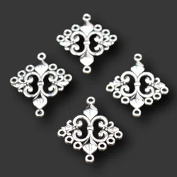 8pcs Silver Plated Vintage Baroque Style Spear Tip Connectors DIY Charm Bracelet Earrings Jewelry Crafts Making 36*30mm M992