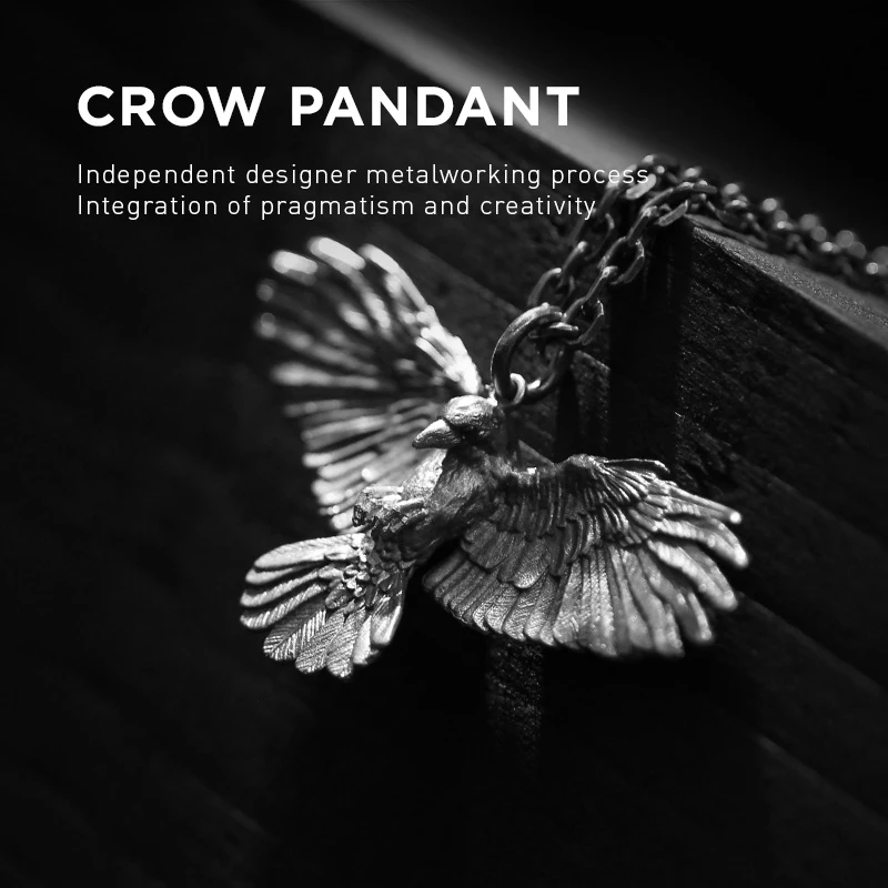 Stainless Steel Jewelry Fashion Simple Compact and Exquisite Crow Raven Eagle Men's and Women's Pendant Necklace Accessories