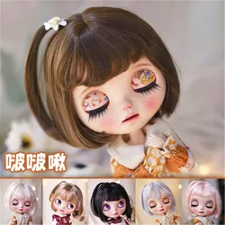 BJD doll wig is suitable for Blythes 9-10in  size milk silk super easy to  short hair and fringe Bob doll accessories woman