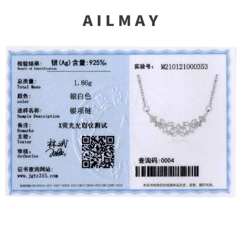 Ailmay Authentic 925 Sterling Silver Shining CZ With Flower Shape Pendant Necklace for Women Wedding Engagement Jewelry Gift