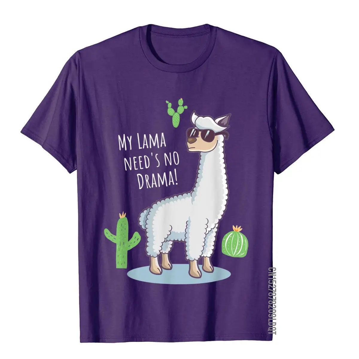 Llama Need's No Drama - Funny Lama Cactus Design T-Shirt Latest Men's T Shirts Summer T Shirt Cotton Preppy Style