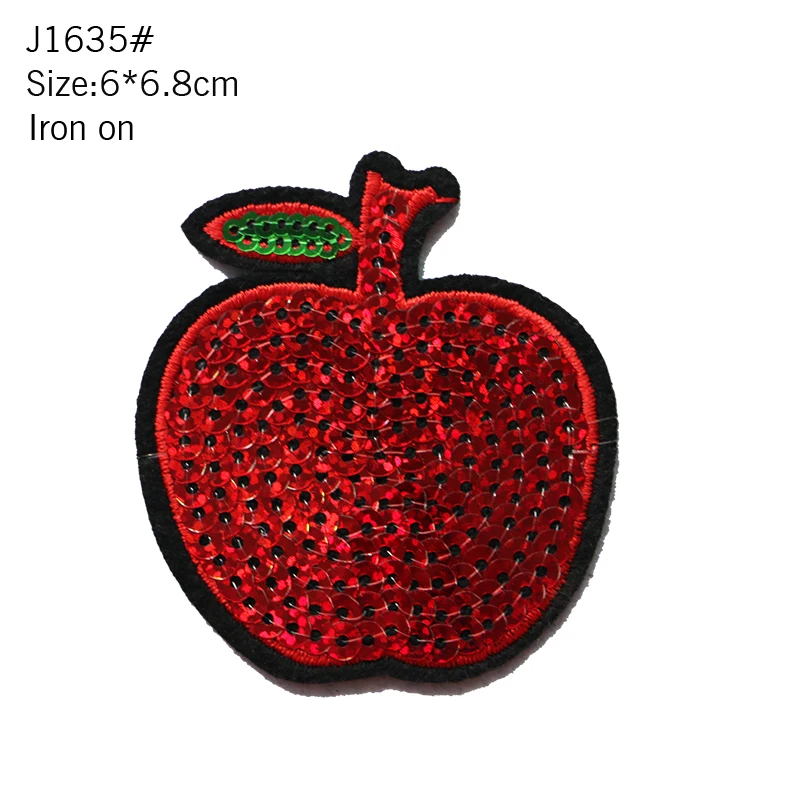 Cute Sequin Cherry Watermelon Strawberry Pineapple Apple Fruit Embroidery Patch Baby Children\'s Clothes Ironing Decal Badge