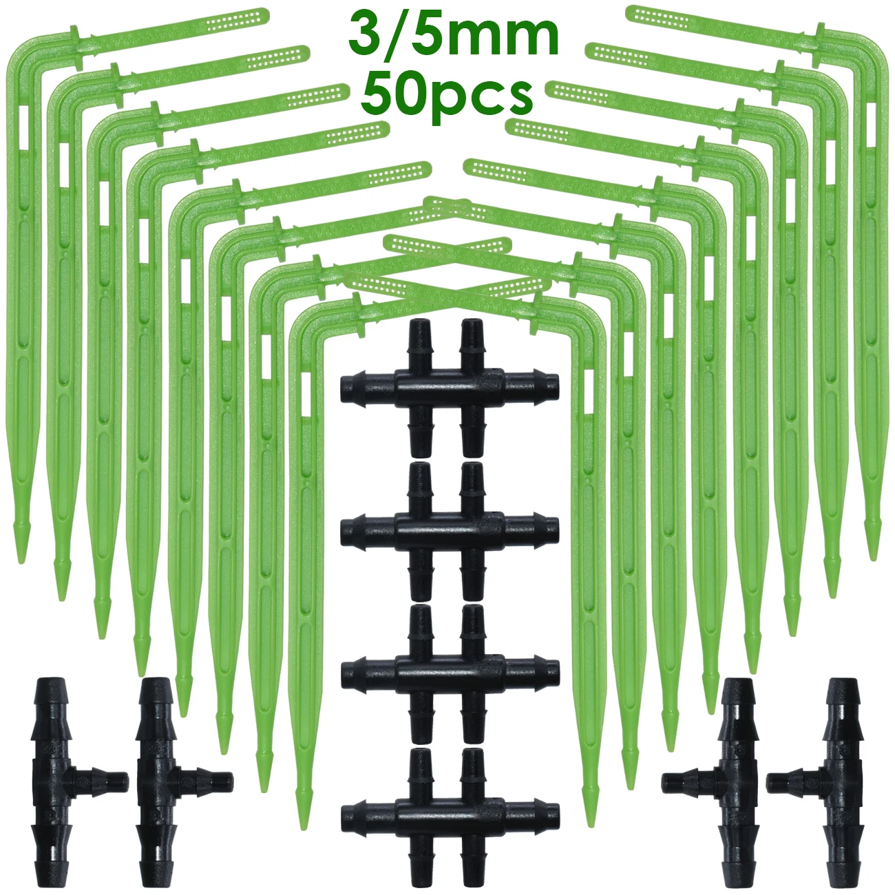 

KESLA 50PCS Green Bend Arrow Dripper Micro Drip Irrigation Kit Watering Saving Emitters for 3/5mm Hose Garden Bonsai Greenhouse