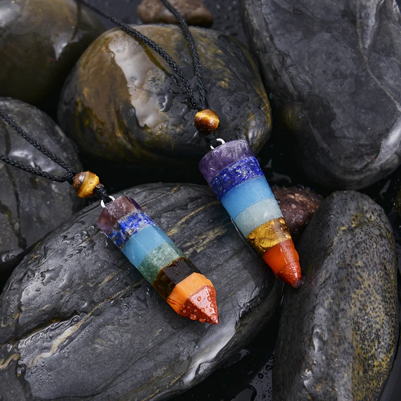 7 Chakra Healing Crystal Necklaces Natural Stone Pendent Chakra Necklace Yoga Meditation Balancing for Women Men Jewelry