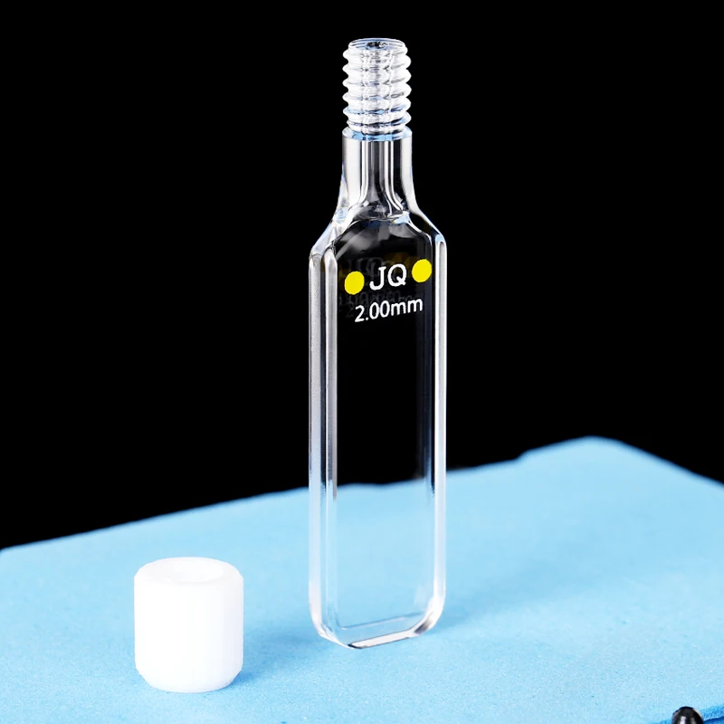 2mm Optical Path Quartz Cuvette with Sealing Screw Cap, High UV Transmittance Quartz Sample Cell for Liquid Test
