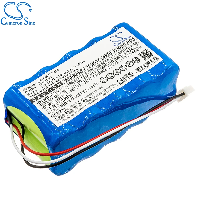 CameronSino Battery for Smiths SY-1200 fits SY-1200 Infusion Pump Medical Replacement battery 2000mAh/24.00Wh 12.00V Ni-MH Blue