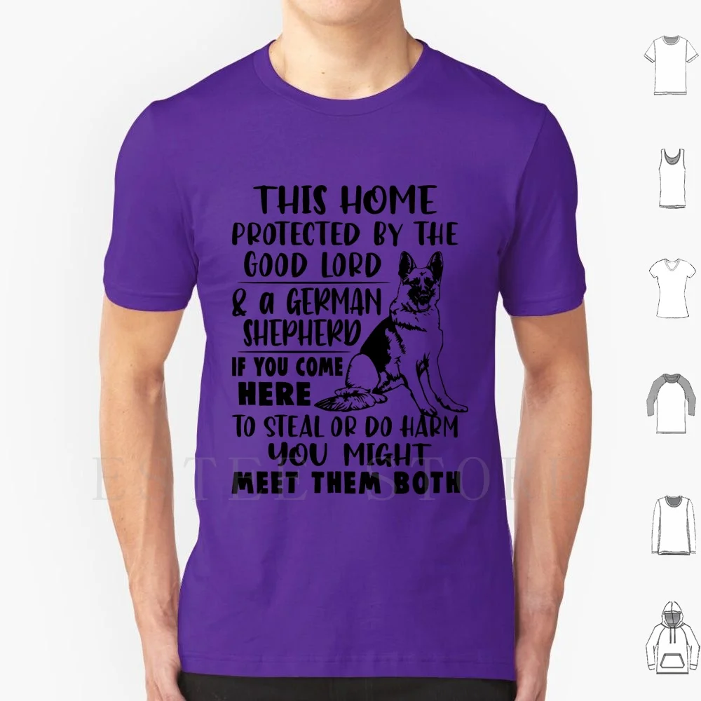 This Home Protected By The Good Lord And A German Shepherd T Shirt Men Cotton 6xl Vintage Retro Mens Papa Grandpa Papa Like A