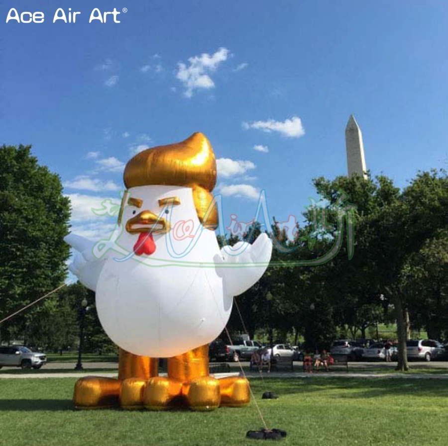 Popular gigante inflável animal ao ar livre parque gramado decoração exposição inflável trump frango modelo feito por ace air art