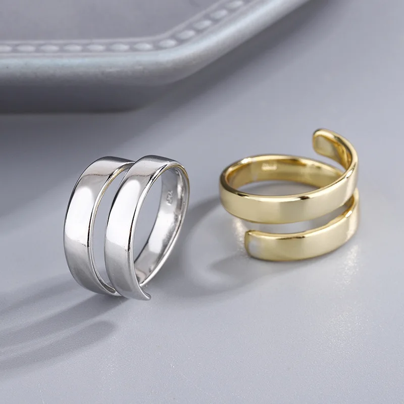 

PANJBJ European and American Fashion Open Female Ins Simple Geometric Smooth Irregular Winding Ring