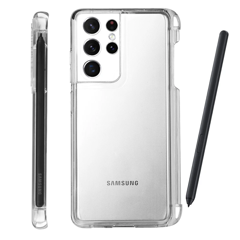 

Case For Samsung Galaxy S21 Ultra 5G with S Pen Holder Transparent Fundas For Samsung S21 Ultra Cover + Original S Pen Slot