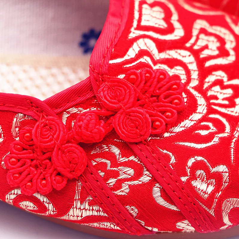 Chinese Ethnic Women Slippers Traditional Button Woman Backless Loafer Embroider Vintage Slides Dance Shoe Ladies Summer Slipper