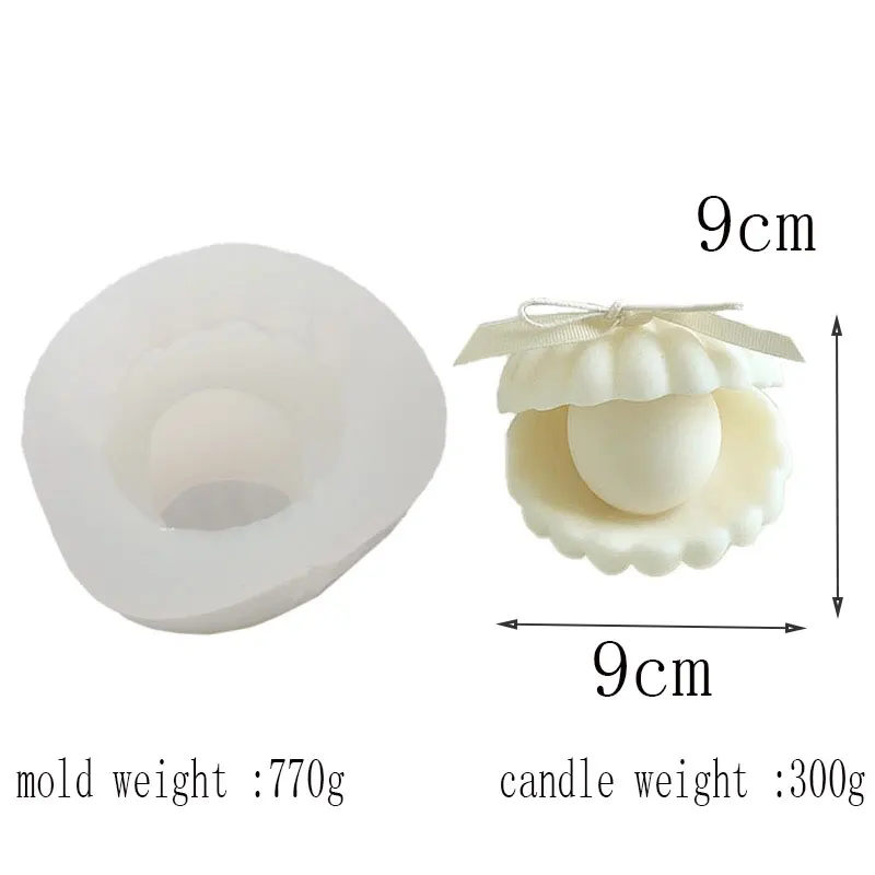 Two sizes of Shell Shape Candle Mold Creative Pearl Shell Silicone Mold For Candle Making