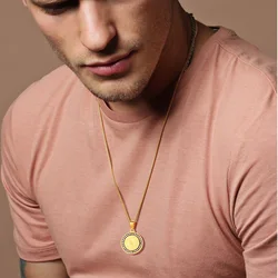 Mprainbow Men's Bible Verse Prayer CZ Necklace Christian Jewelry Stainless Steel Praying Hands Coin Medal Pendant Necklaces