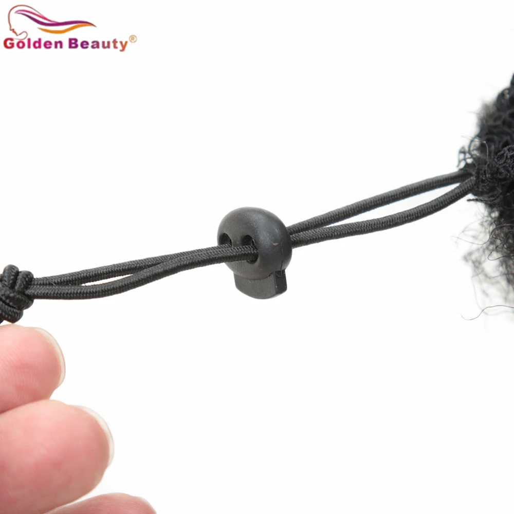 Ouro beleza sintética de alta temperatura fibra cabelo kinky curly macio 18 Polegada afro torção trança cordão rabo de cavalo preto clip-in