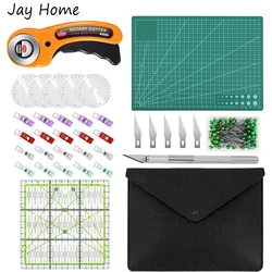 135Pcs Rotary Cutter Kit 45mm Fabric Cutting Mat Patchwork Ruler Carving Knife Sewing Clips Straight Pins for Sewing Quilting