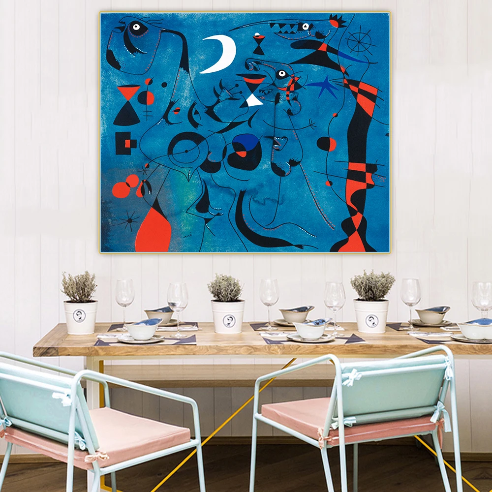 Joan Miro《Figure at Night Guided by the Phosphorescent Tracks of Snails》Canvas Oil Painting Wall Hanging Decor Home Decoration