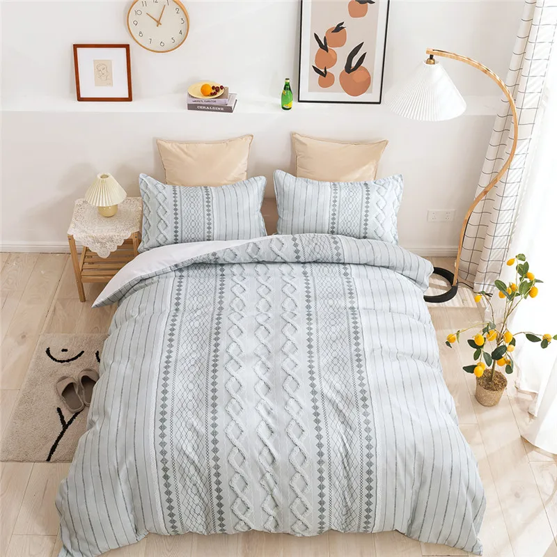 

Home Textile simple bedding set bedclothes with pillowcase 3pcs king duvet cover set EU / AU / US full double queen size